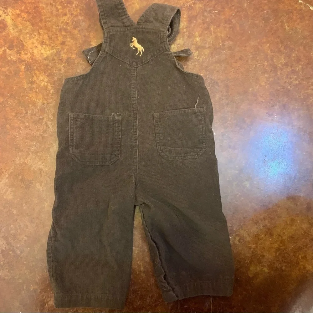 Toddler Cre8ions Brown Corduroy Horse Overalls